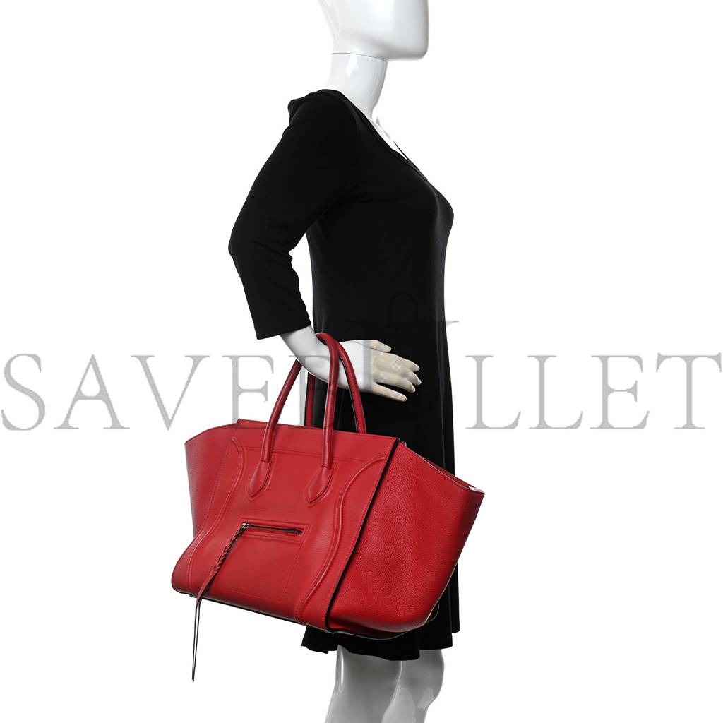 CELINE SUPPLE CALFSKIN MEDIUM PHANTOM LUGGAGE VERMILLION (29*28*25cm)