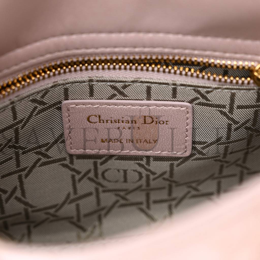 DIOR METALLIC LAMBSKIN CANNAGE MINI LADY DIOR LOTUS (17*15*7.6cm)