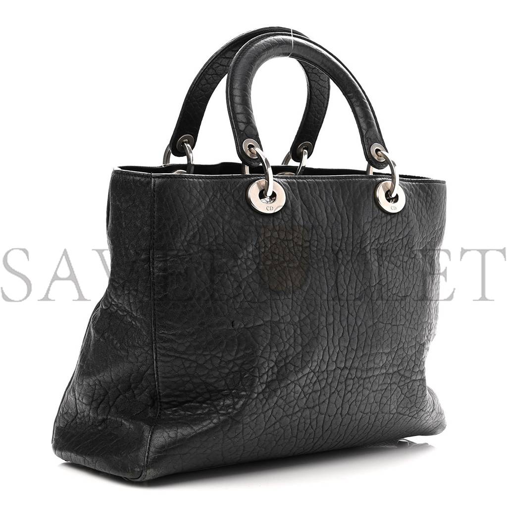 DIOR CANYON GRAINED LAMBSKIN LARGE LADY DIOR BLACK (32*25*12.7cm)