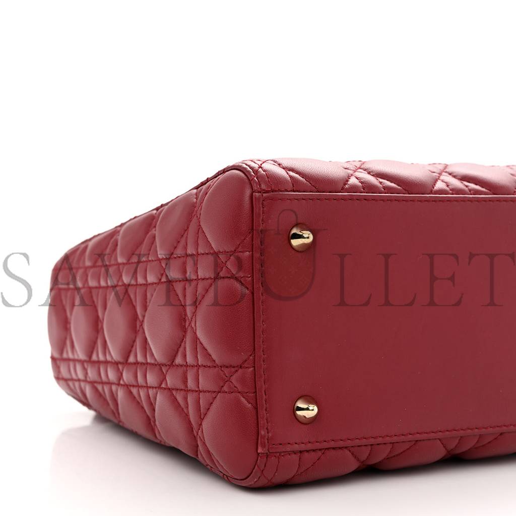 DIOR LAMBSKIN CANNAGE MEDIUM LADY DIOR RED (23*20*12.1cm)