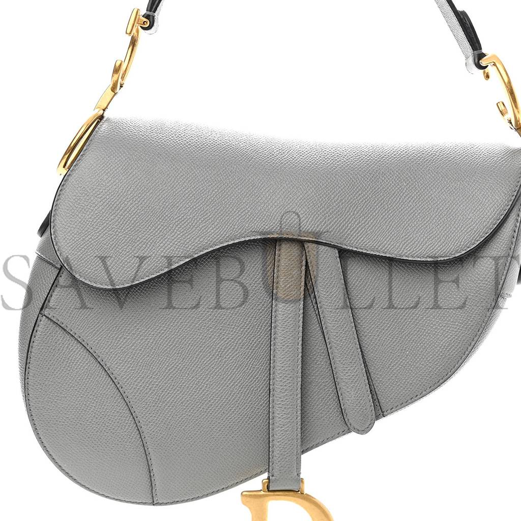 DIOR GRAINED CALFSKIN SADDLE BAG GREY (24*22*7cm)