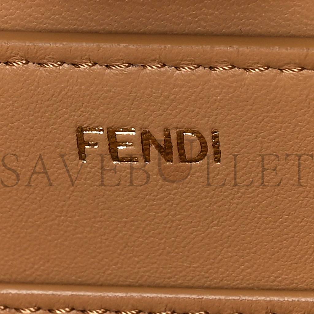 FENDI VITELLO SETA NAPPA PLEXIGLASS BI-COLOR MEDIUM PEEKABOO I SEE U SATCHEL MIELE SCURO TULIPANO (33*25*13cm)