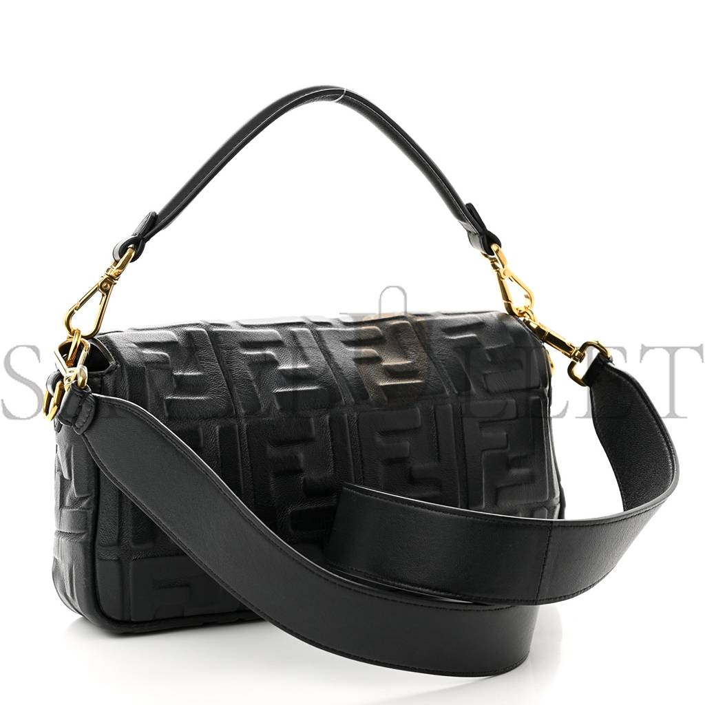 FENDI NAPPA FF 1974 EMBOSSED BAGUETTE BLACK (26*17*5cm)