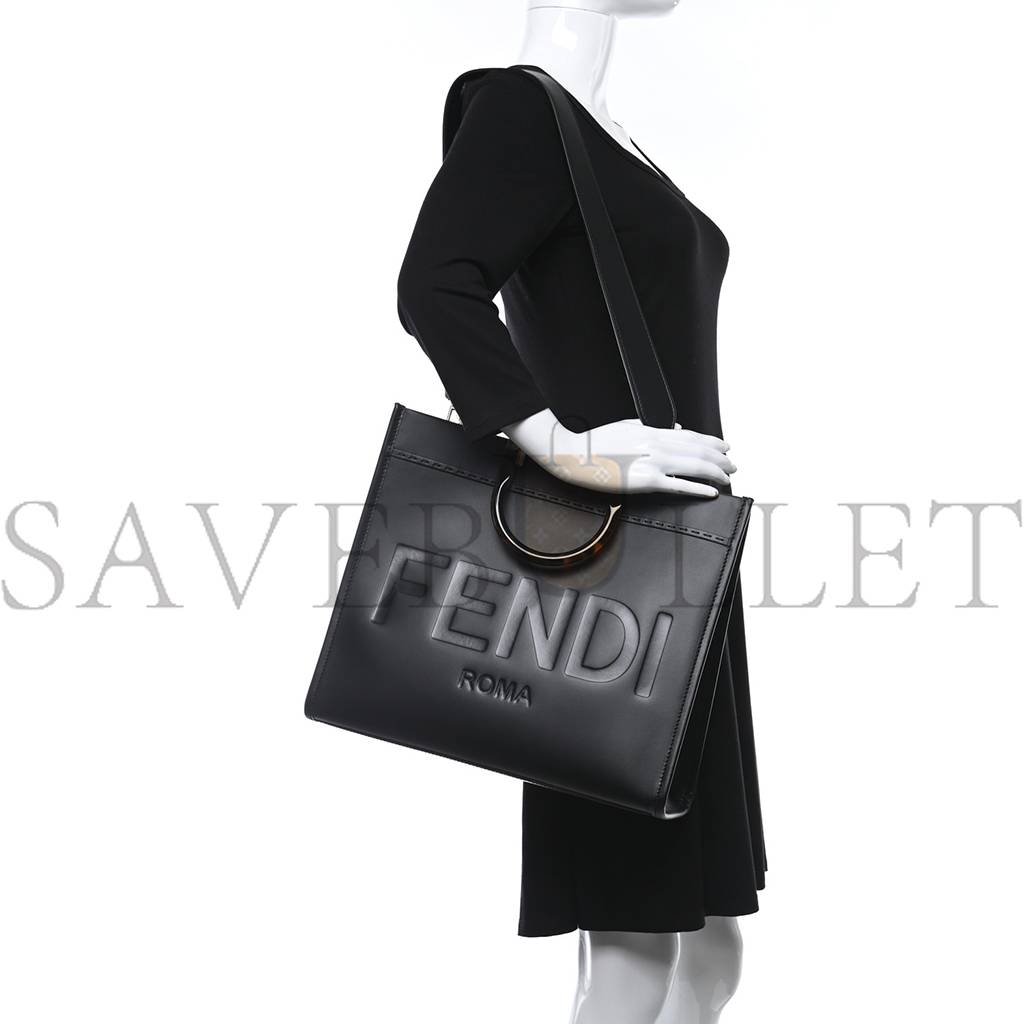 FENDI VITELLO KING PLEXIGLASS MEDIUM FENDI SUNSHINE SHOPPER TOTE BLACK (36*30*17cm)